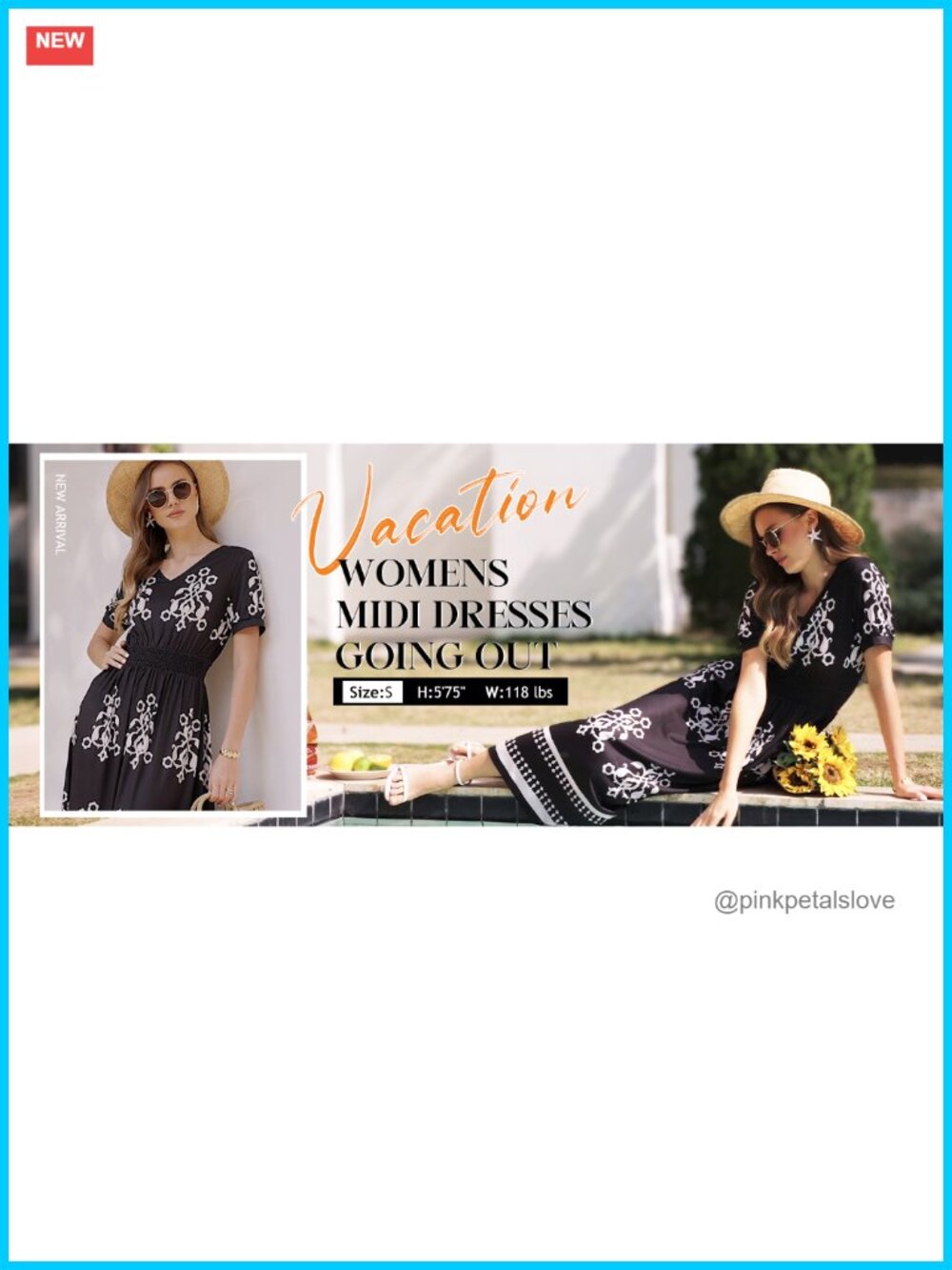V Neck Maxi Dress Smocked Waist Flowy Midi Long Dress for Summer Beach - Picture 6 of 6